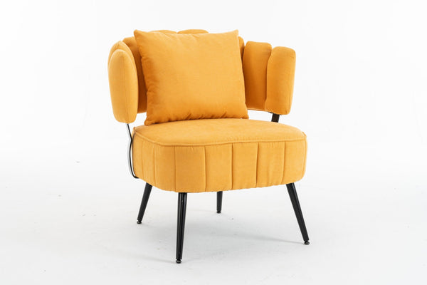 English Elm Decorative Chenille Barrel Tub Chair with Pocket Coil Cushion for Cozy Reading Nooks Yellow W5188P462022