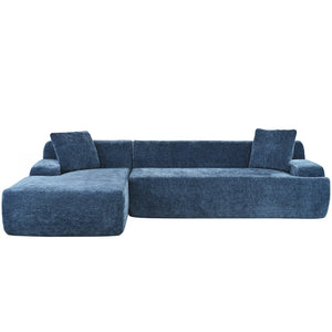 English Elm U_Style Modern Large L-Shape Modular Sectional Sofa with Foam+Pocket Spring Comfort, 3-Seater Lounge Blue WY000416AAC