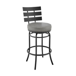 English Elm Piren Swivel Bar Stool In Elegant Black With Gray Faux Leather For Chic Home Décor & Comfort B2736P268571-GIGA