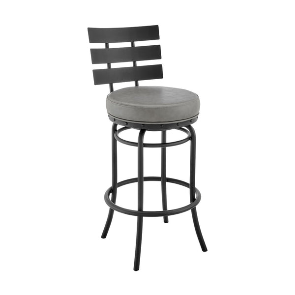English Elm Piren Swivel Bar Stool In Elegant Black With Gray Faux Leather For Chic Home Décor & Comfort B2736P268571-GIGA