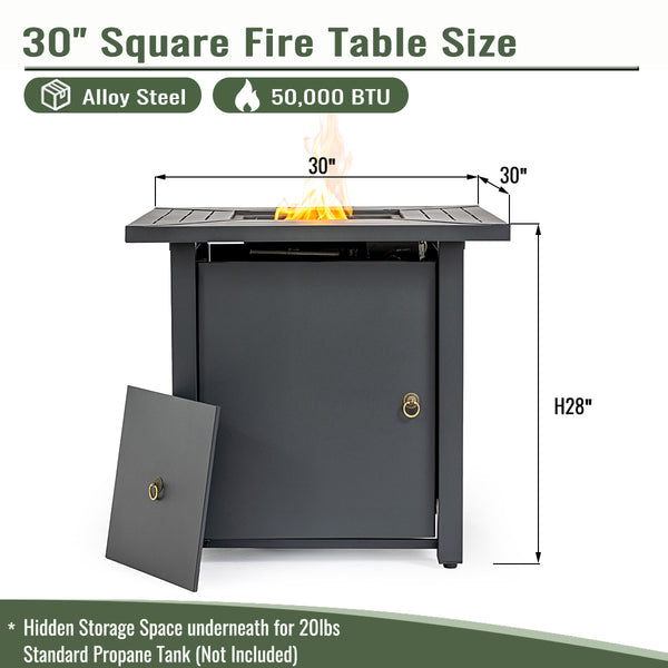English Elm 30" 30inch Propane Fire Pit Table 50000 BTU Mosaic Ceramic Top Steel Frame ETL Approved Patio Garden Black W853P293851