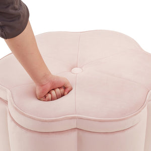 English Elm Set of 2 Flower Petal Velvet Storage Ottomans Sculptural Nesting Seating for Living Room Pink W2186P440353