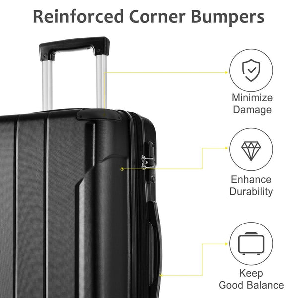 English Elm Hardshell Abs 2 Piece Luggage Set with Tsa Lock Spinner Wheels Carry on Travel Black N730P306666B