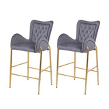 Christopher Knight Home® - Noble House - - 28.75Inch Counter Height Bar Stools Set Of 2, Bar Height Arm Chairs, Velvet Fabric Stools With Golden Legs And Footrests,Gray