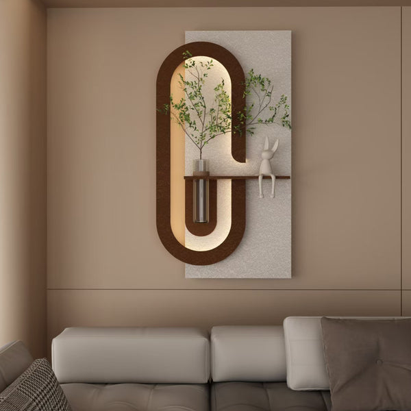 English Elm Adjustable 3D Botanical Wall Sculpture With Led Lighting & Rabbit Statue - Perfect Home Accent Decor W2700P313030