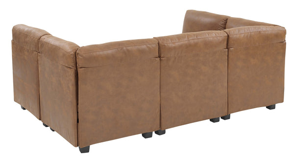 English Elm Faux Leather Modular Sectional Sofa Reconfigurable Pu Upholstery Living Room B2748S00046