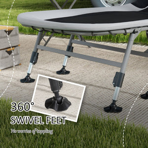 English Elm Outsunny Camping Cot For Adults - Heavy-Duty Folding Bed With Cushions, Adjustable Lounger & 400 Lbs Capacity W2225P200559-GIGA