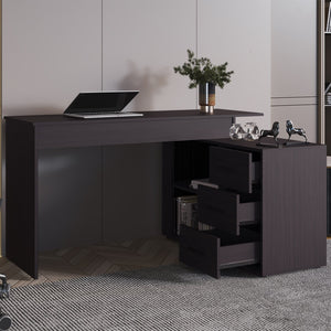 English Elm Upton L-Shape Home Office Desk in Black Wengue Finish with Shelving, Corner-Saving, Durable Design B070P368066