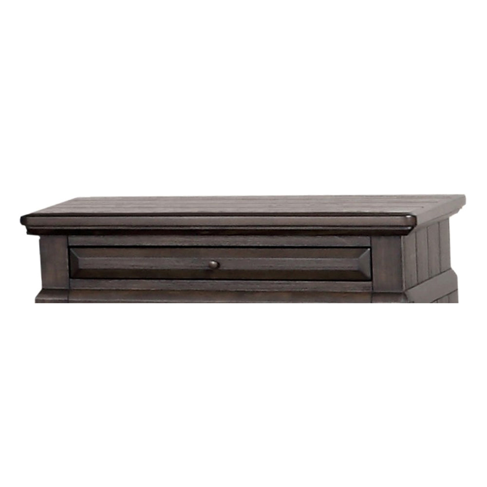 English Elm Queen Sleigh Bed Dark Mahogany Set with Dresser, Mirror, Chest & Nightstand — Solid Wood, Hardware B2699S00069