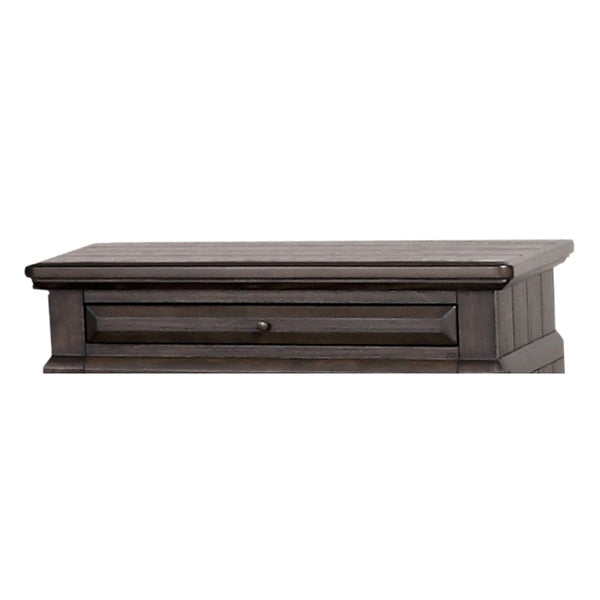 English Elm Queen Sleigh Bed Dark Mahogany Set with Dresser, Mirror, Chest & Nightstand — Solid Wood, Hardware B2699S00069
