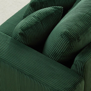 English Elm 148.03'' Mid Century Modern 4 Seat Sectional Sofa with Reversible Chaise for Living Room Green W876S00330