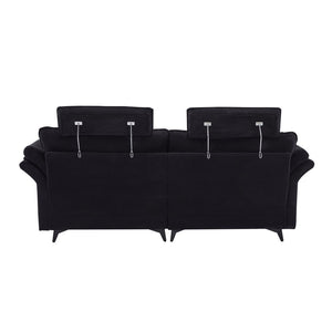 English Elm Deep Seat Sectional Sofa - Plush Black Corduroy Couch With Ottomans For Modern Living Spaces W2120S00001-GIGA