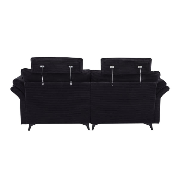 English Elm Deep Seat Sectional Sofa - Plush Black Corduroy Couch With Ottomans For Modern Living Spaces W2120S00001-GIGA