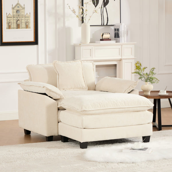 English Elm Cloud Sofa Single Seat - Modular Chenille Lounge Chair with Double-Layer Cushion, Ergonomic Support and Easy Assembly Beige W1143S00031