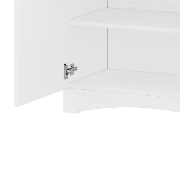 English Elm ON-TREND Farmhouse TV Stand 62.9" Rustic Wood-Grain Top with 2 Drawers, Adjustable Shelves, Stable Storage for Living Room Bedroom Dining White N721P245732K