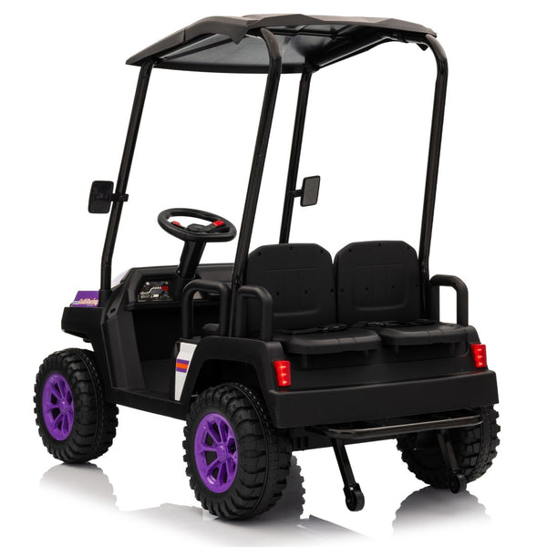 English Elm 24v Kids Electric Ride on Truck Four Seat All Wheel Drive Spring Suspension Sunshade Purple W1578P381255