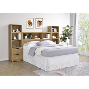 English Elm Geary Queen Bedroom Set with Bookcase Headboard Usb Charging Nightstands Warm Finish B062S01700