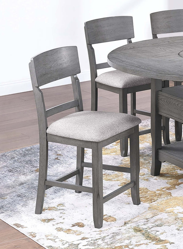 English Elm Contemporary 7-Piece Counter Height Dining Set With Lazy Susan, Storage, And 6 High Chairs For Modern Spaces B011S01878