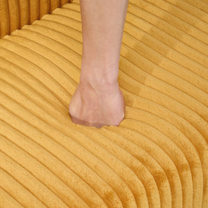 English Elm 79 Corduroy Sofa Bed Foldable Double Convertible Sleeper with Folding Armrests for Compact Living Rooms Yellow W2290P250581