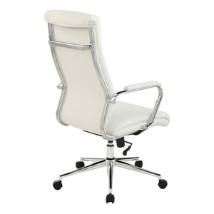 OSP Home Furnishings High Back Ergonomic Manager Chair with Antimicrobial Fabric Chrome Arms and Lumbar Support High Snow 920350C-R101