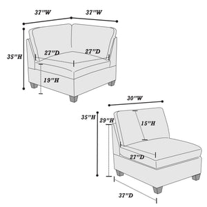 English Elm Modular 2-Piece Gray Chenille Set - Flexible Seating For Modern Living Rooms & Lounges, Durable Comfort B089S00001
