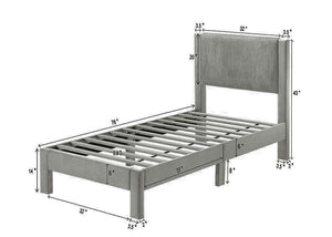 English Elm 1pc Plush Upholstered Headboard Queen Bed with Ribbed Texture, Low-Profile Frame and Sleek Modern Design Light Gray 45.3 L x 27 W x 6.9 H B2741P322604