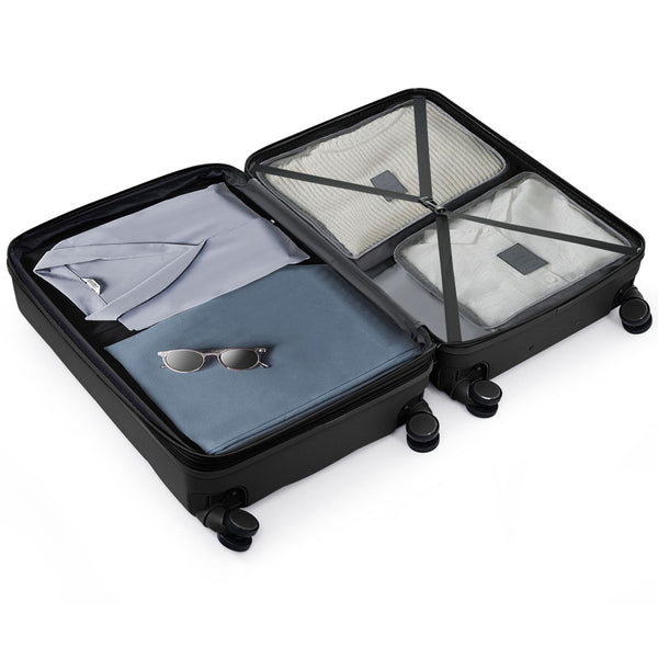 English Elm Luggage 4 Piece Abs Hard Shell Set with Spinner Wheels Cup Holder Travel Bag Black N726P296017A