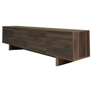 English Elm 78 Inch Low Profile Media Console with Pine Legs Soft Close Doors for Living Room N710P429519Q