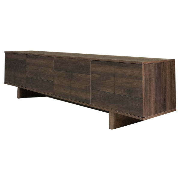English Elm 78 Inch Low Profile Media Console with Pine Legs Soft Close Doors for Living Room N710P429519Q