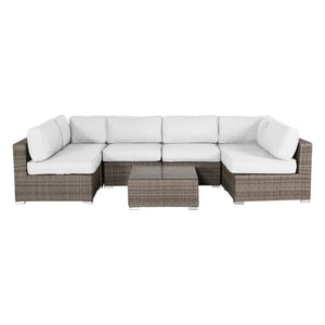 English Elm All-Weather 6-Seat Rattan Outdoor Lounge Set – Fully Assembled, Durable & Stylish For Year-Round Use B120S00088