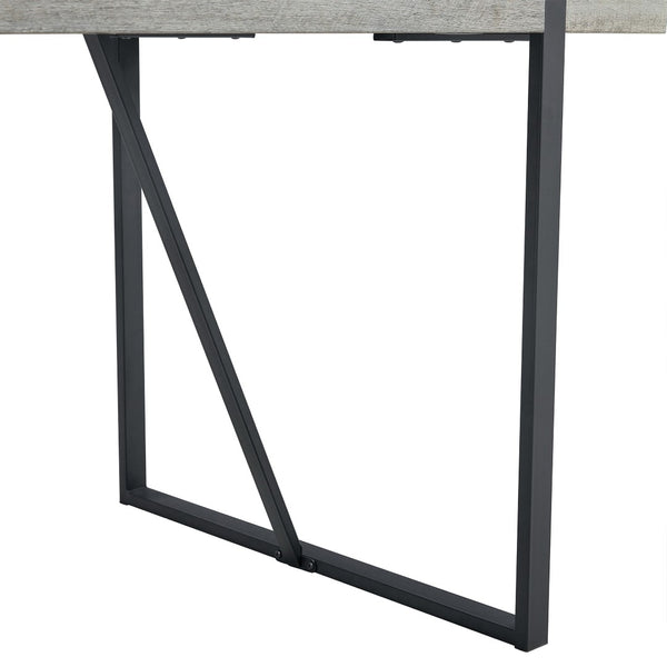 English Elm Table And Chair Set: Modern Grey Marble Dining Table With 6 Pu-Cushioned Chairs & Metal Frame W1151S01883-GIGA