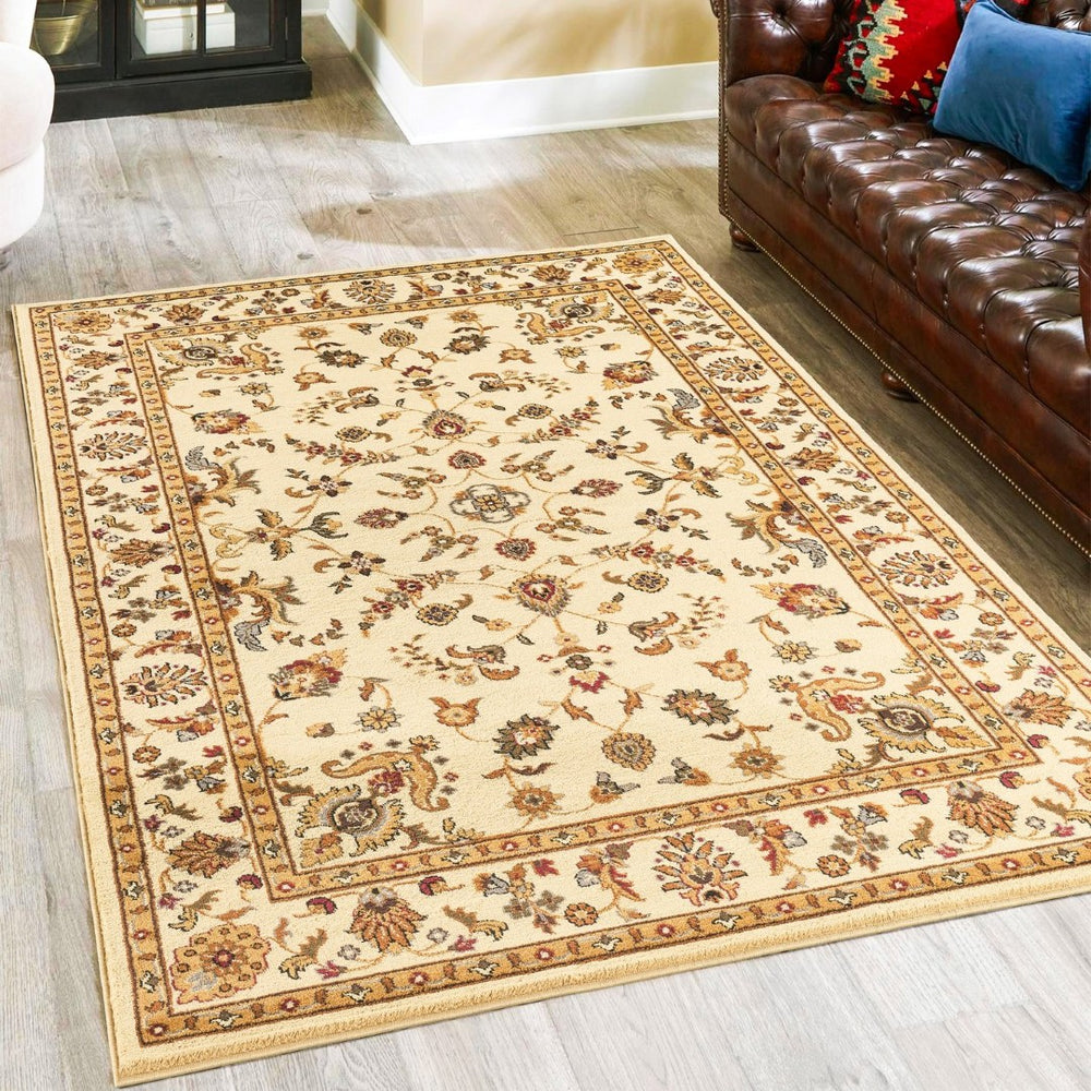 English Elm Classic Cream Traditional All-over Pattern Area Rug Low Pile Living Room Anchor B186P452250