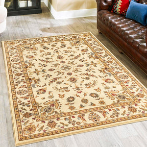 English Elm Classic Cream Traditional Pattern Area Rug Low Pile for Living Room or Dining Space B186P452251