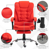 English Elm Homcom High Back Ergonomic Executive Office Chair, Pu Leather Computer Chair With Retractable Footrest, Lumbar Support, Padded Headrest and Armrest, Red