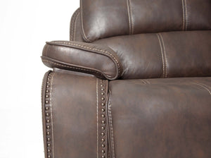 English Elm 1pc Power Reclining Sofa Leather Like Upholstery Usb Charging Modern Living Room B011S02328