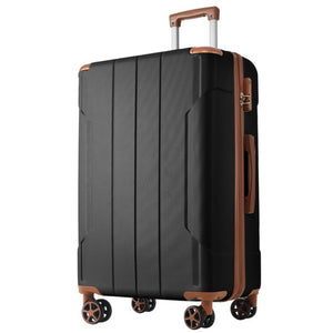 English Elm Luggage Set 3 Piece Abs Hard Shell Expandable Suitcase with Tsa Lock Spinner Wheels Black Brown N730P296584A