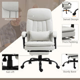 Vinsetto Microfibre Executive Massage Office Chair, Heated Reclining Computer Chair, Cream White