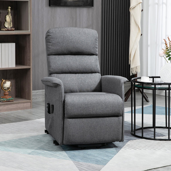 English Elm HOMCOM Electric Lift Recliner Chair with Remote Control, Supportive Foam & Pocket Storage for Seniors Grey W2225P217935