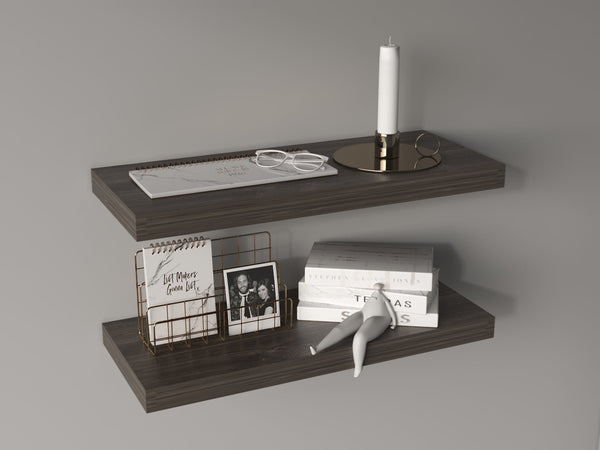 English Elm Floating Shelves, Sienna - Modern Wall-Mounted Storage Solution For Stylish Home Decor & Organization B097P369449-GIGA
