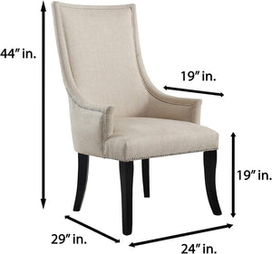 English Elm High Back Wingback Accent Chair Polyester Upholstery Nailhead Trim Tailored Living Room Seat Black+Natural B011P439042