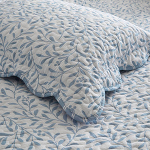 English Elm 5-piece Cotton Dobby Botanical Duvet Set with Embroidered Coastal Throw Pillows B035P463290