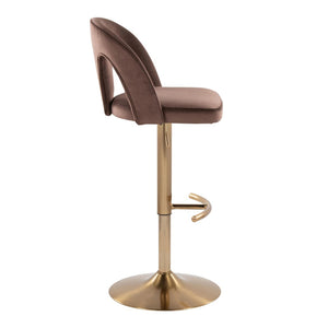 English Elm Adjustable Swivel Barstools Set of 2 White Fabric Padded Seats Chrome Base Espresso B202S01955