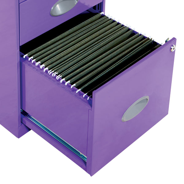 OSP Home Furnishings Metal File Cabinet Purple
