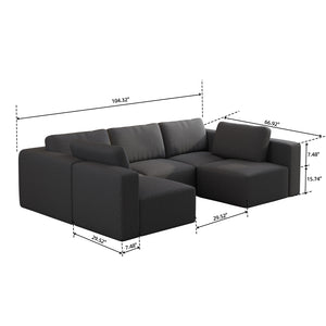 English Elm 104.32*70.86 Modular Sectional Sofa Sleeper Couch - Versatile Dark Grey U-Shaped Design With Ottoman W1829S00045