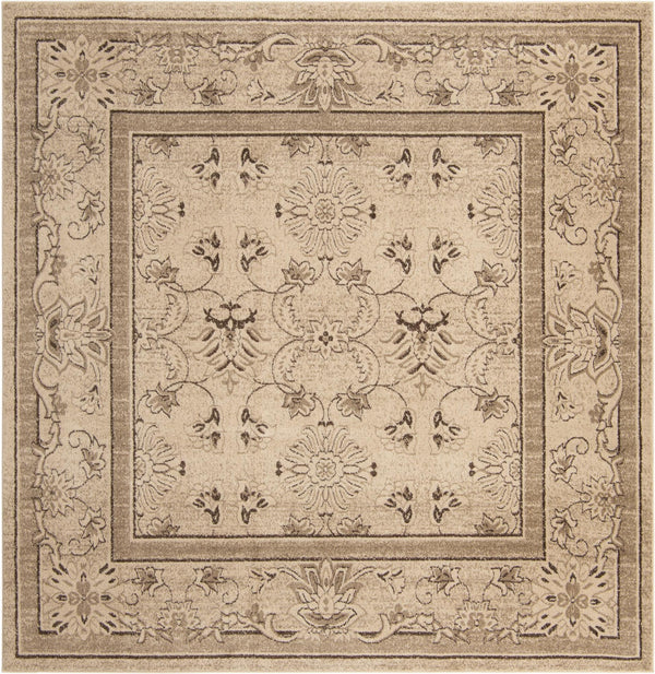 Unique Loom La Jolla Botanica Machine Made Floral Rug Ivory, Beige/Ivory/Light Brown 9' 10" x 9' 10"