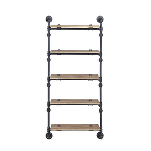 English Elm 5 Pipe Wall Shelf - 5-Tier Oak Shelves with Sandy Black Metal Tubes, Farmhouse Industrial Storage Display B016P324164