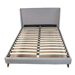 English Elm Queen Light Gray Upholstered Bed with 2 Light Walnut Nightstands — Queen Size, 100% Polyester, Modern Elegance B2699S00074