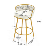 Christopher Knight Home® - Noble House - Swivel Counter Height Bar Stools Set Of 2,31.5"Bar Height Stools With Hand-Woven Backrest & Gold Metal Legs,Modern Low Back Upholstered Kitchen Chairs With Footrest For Island,Dining Room,Beige