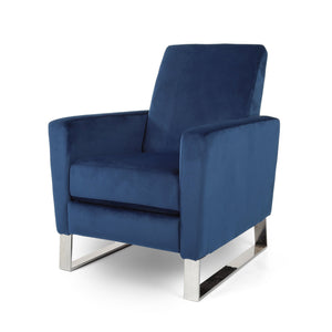 English Elm Christopher Knight Home® - Arvin Plush Push-Back Recliner with Stainless Steel Legs — Modern Fabric Comfort for Living Rooms Blue 65272.00NVLTCBLT