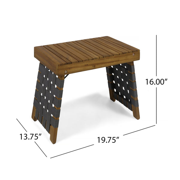 English Elm Christopher Knight Home® - HUNTSVILLE Foldable Side Table - Acacia Wood, Water-Resistant Strap, Woven Accents, Portable Foldable Design помощи 63738.00GRY